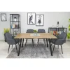 Scaun stil fotoliu bucatarie/living, Artool, Lugo, catifea gri, picioare metal negru, 57.5x56.5x86.5 cm