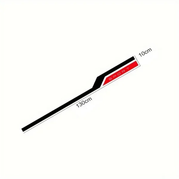 Set sticker autoadeziv Tuning in doua culori, model "Hood Stripes V3", dimensiune 130 x 10 cm, culoare Rosu + Negru