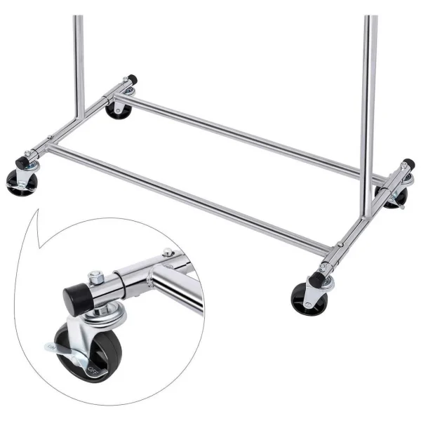 Suport mobil cu roti pentru haine, Songmics, reglabil, metal, argintiu, max 90 kg, 92x45.4x160 cm