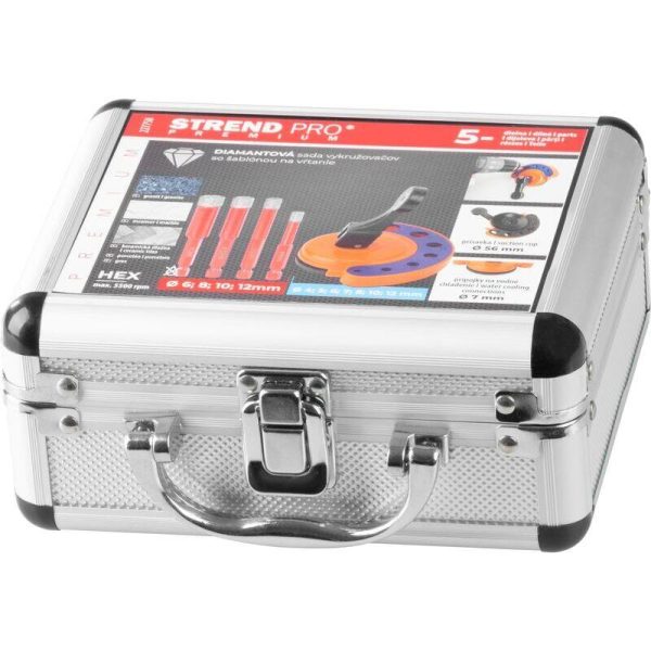 Set burghie diamantate cu ghidaj, 5 piese, 6-8-10-12 mm, HEX, Strend Pro Premium