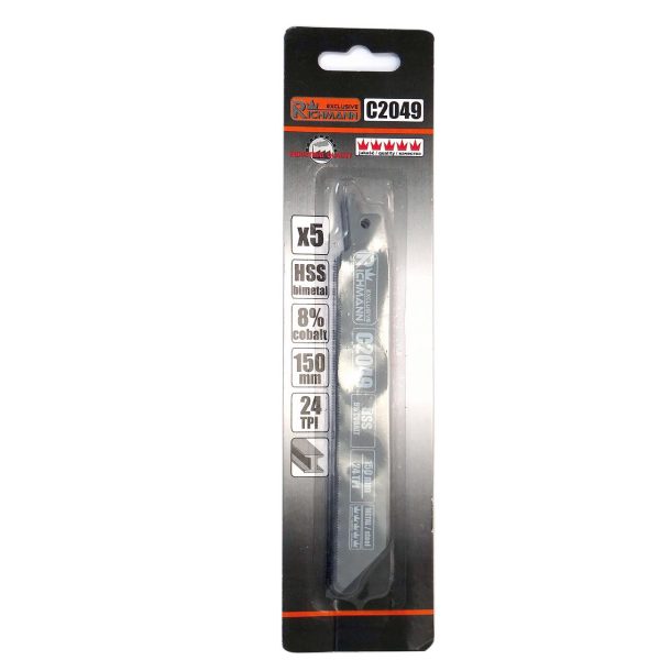 Panza, lama, fierastrau tip sabie, pentru metal, HSS bimetal-Cobalt, 24 TPI, set 5 buc, 150 mm, Richmann Exclusive