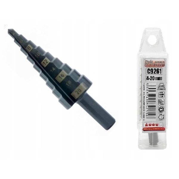 Burghiu pentru metal, in trepte, nitrura de titan, 4-20 mm, 65 mm, Richmann Exclusive