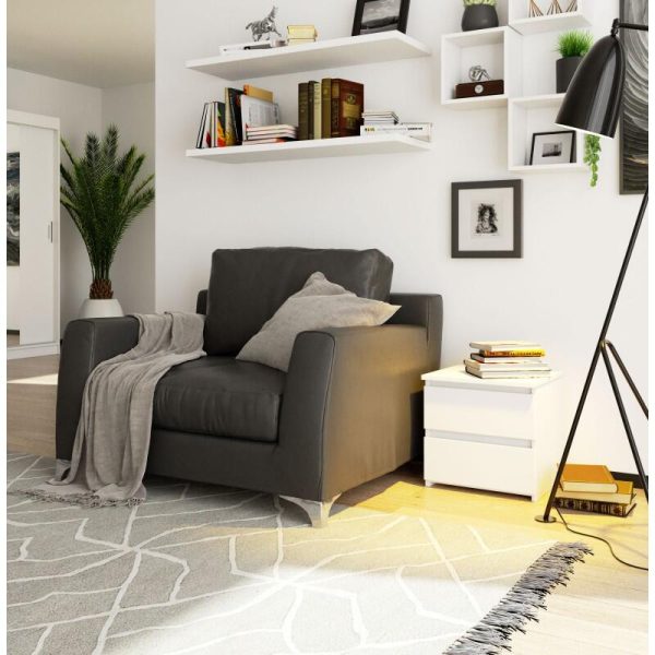 Comoda/noptiera, placa laminata, 2 sertare, alb, 40x35x40 cm