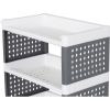 Comoda/raft plastic, MagicHome, pe roti, 4 polite, gri si alb, max 25 kg, 49x29x75.5 cm