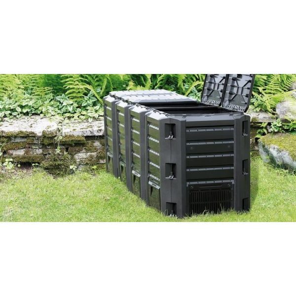 Compostor de gradina, 4 module, negru, 1600 L, 261x71.9x82.6 cm, Module Compogreen