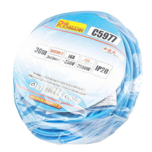 Cordon/prelungitor cu fisa si cupla, 3x1.5 mm, IP20, 30 m, Richmann