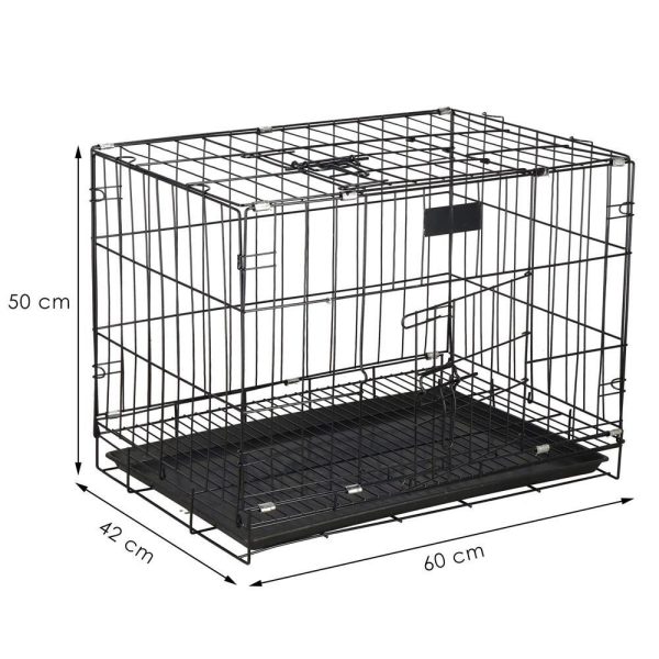 Cusca pentru animale de companie, Springos, metal, plastic, pliabila, negru si argintiu, 60x42x50 cm