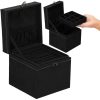 Cutie pentru bijuterii, catifea, negru, 12x12x12 cm, Springos