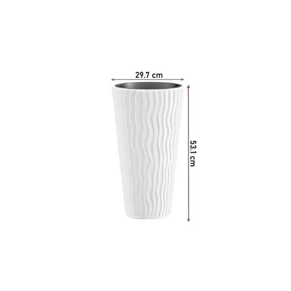 Ghiveci decorativ de flori, rotund, inalt, alb, 29.7x53.1 cm, Sandy