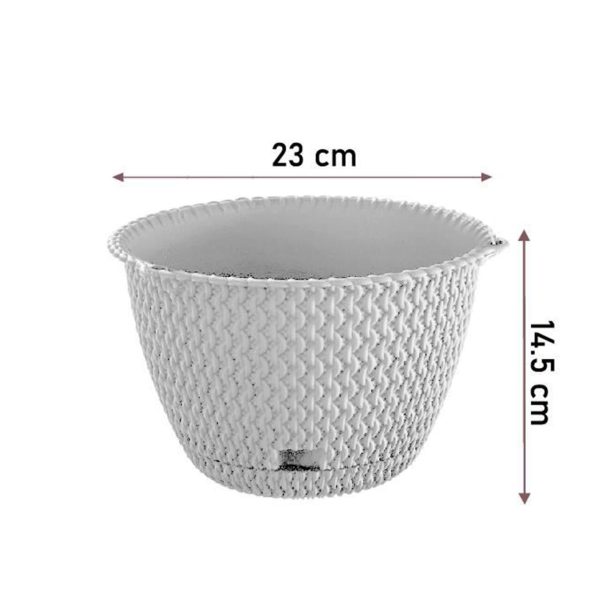 Ghiveci decorativ cu lant, rotund,​​​​​​​ alb, 23x14.5 cm, Splofy WS 