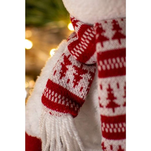 Decoratiune Craciun, om de zapada cu esarfa, rosu, 17x49 cm, Jumi