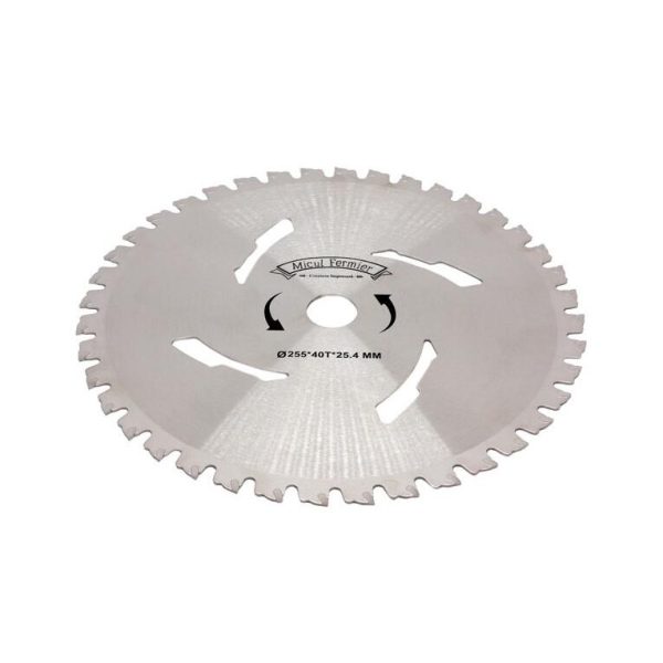 Disc circular vidia pentru motocoasa/trimmer, Micul Fermier, taiere arbusti, 255x25.4 mm, 40 dinti