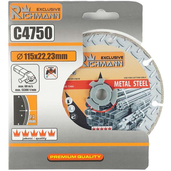 Disc diamantat segmentat, metal, taiere uscata, 115x1.4 mm, Richmann Exclusive