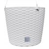 Ghiveci decorativ cu lant, Prosperplast, Rato Round, rotund, alb, 25.6x21.9 cm