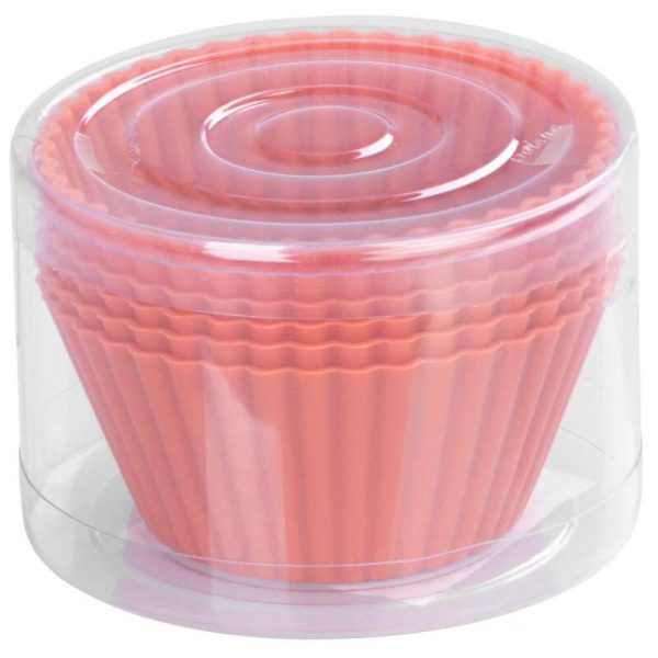 Forma coacere pentru briose, silicon, rosu, set 6 buc, 6.5x6.5x3 cm, MagicHome