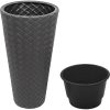 Set 2 ghivece de flori, Matuba Slim, rotunde, inalte, 30x55 cm, antracit, Prosperplast