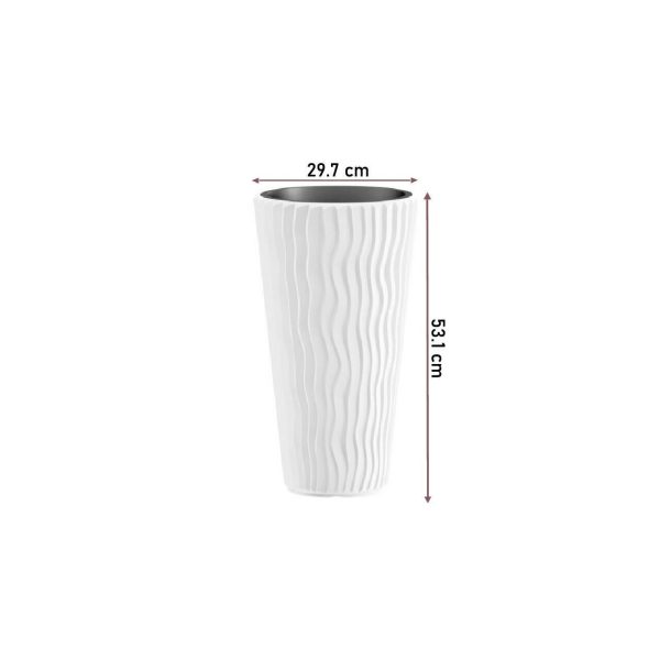 Set 2 ghivece de flori, Sandy Slim, rotunde, inalte, 29.7x53.1 cm, alb, Prosperplast