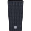 Ghiveci de flori patrat, RATO square, 22.5x22.5x42.1 cm, 8/16.3 L, imitatie ratan, negru, Prosperplast