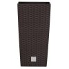 Ghiveci de flori patrat, RATO square, 32.5 x 32.5 cm, H 61 cm, 21/49 L, imitatie ratan, maro, Prosperplast