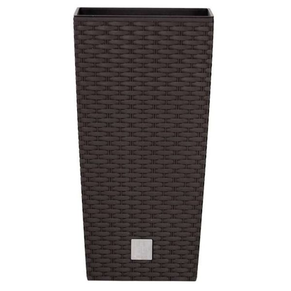Ghiveci de flori patrat, RATO square, 32.5 x 32.5 cm, H 61 cm, 21/49 L, imitatie ratan, maro, Prosperplast
