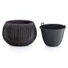 Ghiveci decorativ cu lant, Prosperplast, Beton Bowl, rotund, negru, 23.8x16.1 cm