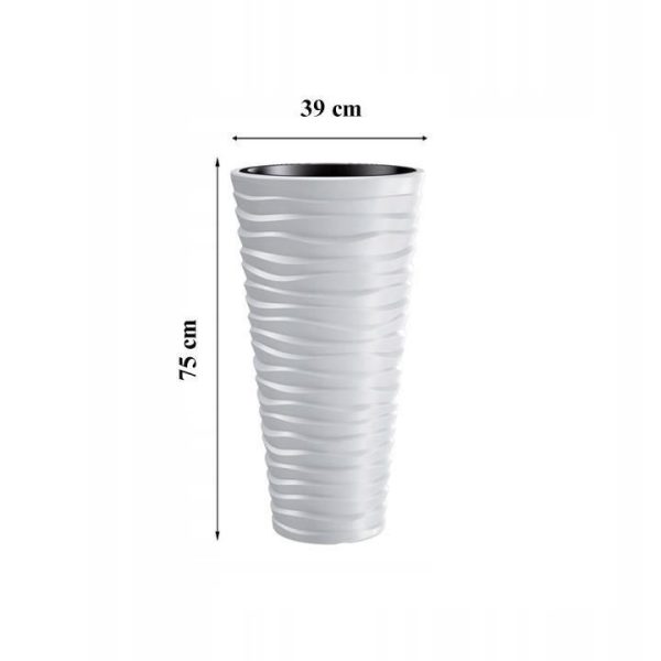 Ghiveci decorativ de flori, rotund, inalt, alb, 39x75 cm, Sand Slim