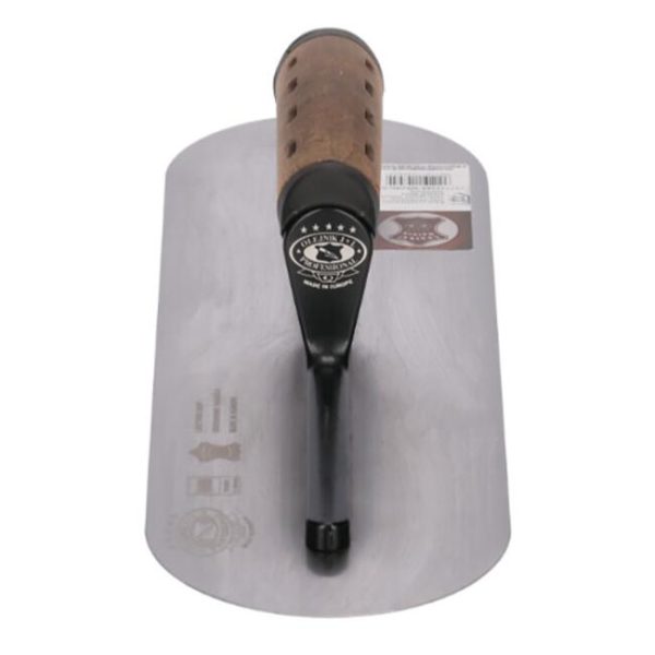 Gletiera inox, intarita, rotunjita, Premium Silver, 58x12 cm x 0.7 mm, maner piele Alcantara, Olejnik