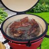 Gratar gradina cu carbuni, grill rotund, ceramic, cu roti, capac, rafturi, 128x80x120 cm, Kamado L-size