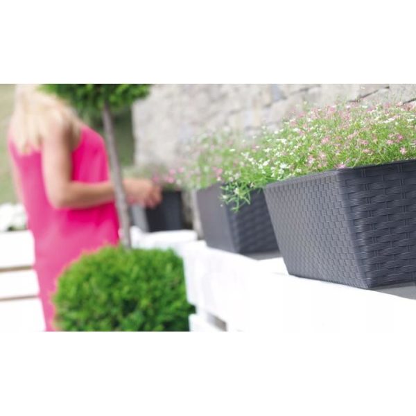 Jardiniera decorativa, antracit, 68.5x17.3x15 cm, Ratolla Case P Old