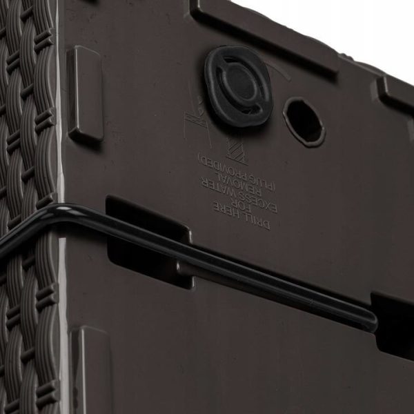 Jardiniera decorativa, suport metalic, imitatie ratan, maro, 58x18x19.5 cm, Rato Case W Old