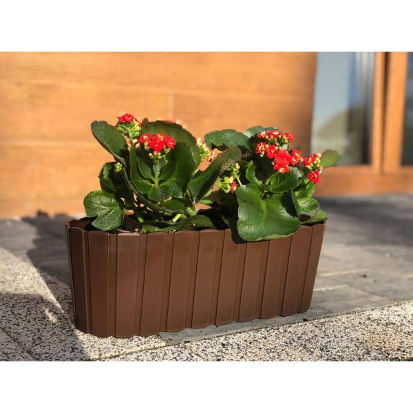 Jardiniera decorativa, suport plastic, maro, 4.9 L, 38.3x21.2x13 cm, Boardee Hook Old