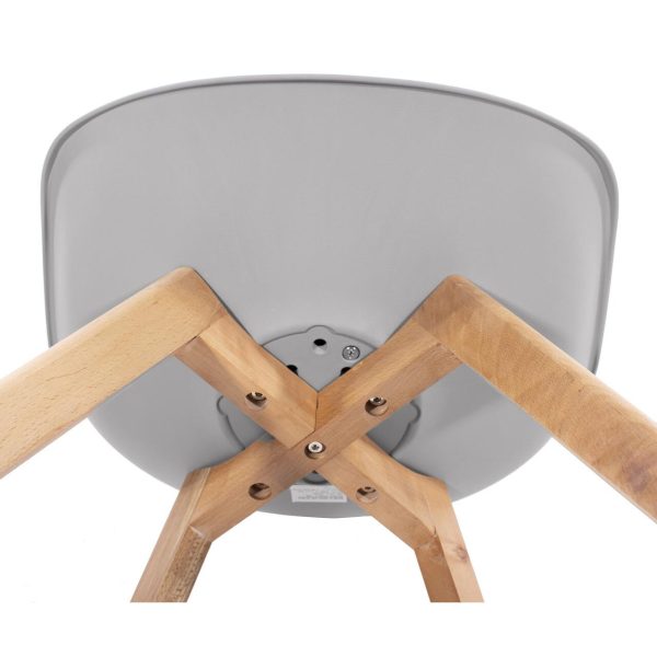Scaun bucatarie/living, Artool, Mark, PP gri, picioare lemn natur, 49x42x82 cm