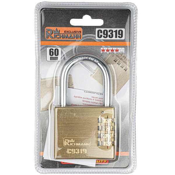 Lacat cu cifru, auriu, 60 mm, Richmann Exclusive