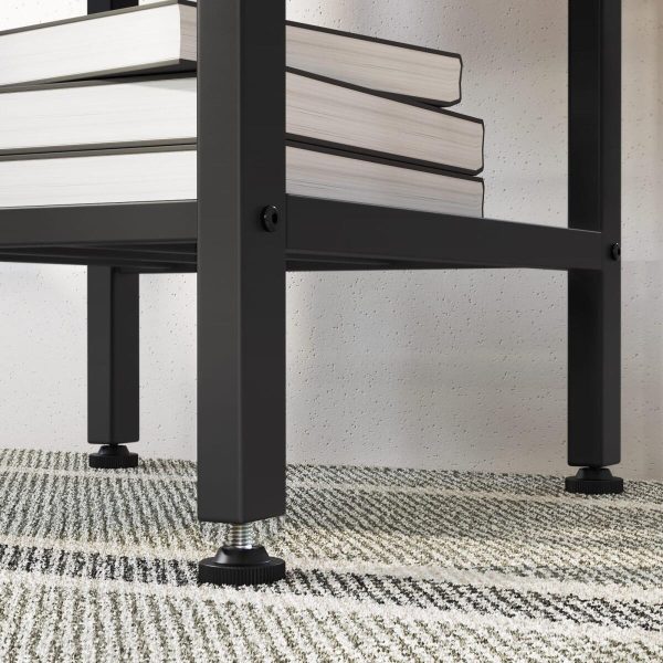 Masa pentru bucatarie/living/bar, Artool, inalta, pal, otel, cu suport pahare si sticle, 3 rafturi, maro rustic, 110x40x90 cm