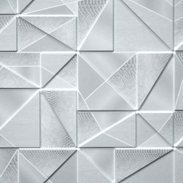 Panou decorativ, PVC, model marmura 3D, abstract, nuante gri, 96x48.5 cm 