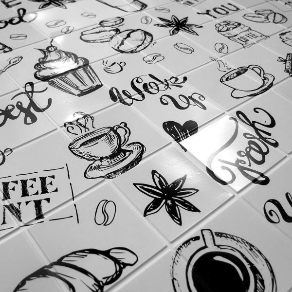 Panou decorativ, PVC, model modern, alb si negru, 96x48.5cm