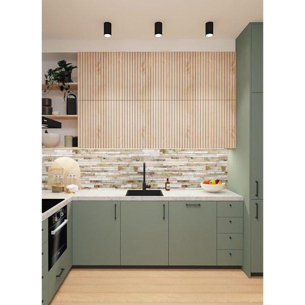 Panou decorativ, PVC, model piatra 3D, flori roz, 96x48.5cm