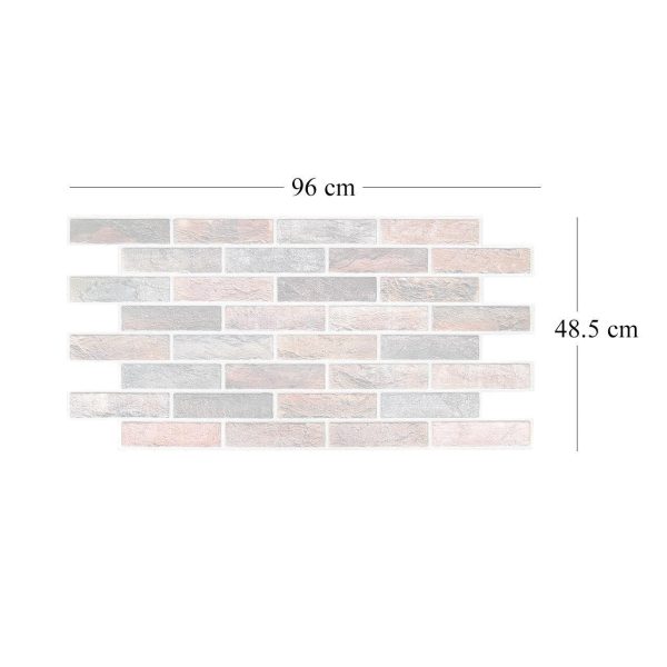 Panou decorativ, PVC, model caramida 3D, gri si portocaliu, 96x48.5 cm