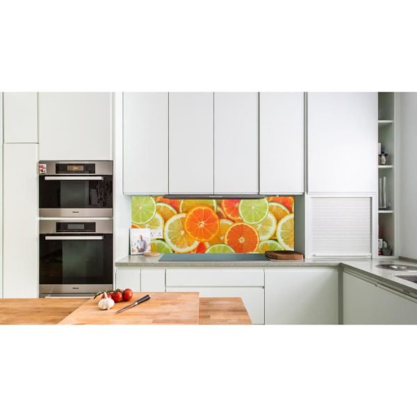 Panou decorativ, PVC, model citrice, portocaliu, 96x48.5cm