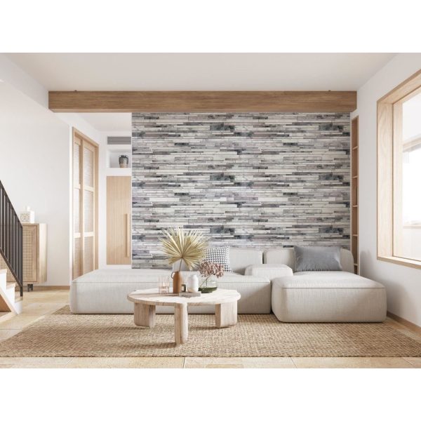 Panou decorativ, PVC, model piatra 3D, nuante gri deschis si inchis, 96x48.5 cm