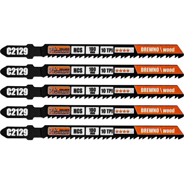 Panza, lama, fierastrau pendular, pentru lemn, HCS, prindere tip T, taiere precisa, 10 TPI, set 5 buc, 100 mm, Richmann Exclusive