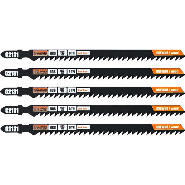 Panza, lama, fierastrau pendular, pentru lemn, HCS, prindere tip T, taiere rapida, 6 TPI, set 5 buc, 152 mm, Richmann Exclusive