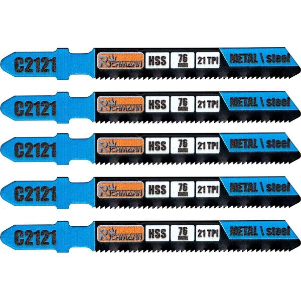 Panza, lama, fierastrau pendular, pentru metal, HSS, prindere tip T, 21 TPI, set 5 buc, 76 mm, Richmann