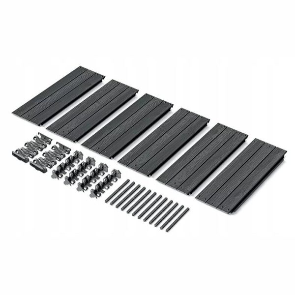 Pat/strat inaltat pentru flori, legume, din plastic, efect lemn, antracit, 149.2x75.6x25 cm, Prosperplast