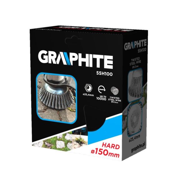 Perie sarma, tip cupa, cu toroane, pentru motocoasa/trimmer, otel, 150x25.4 mm, Graphite 