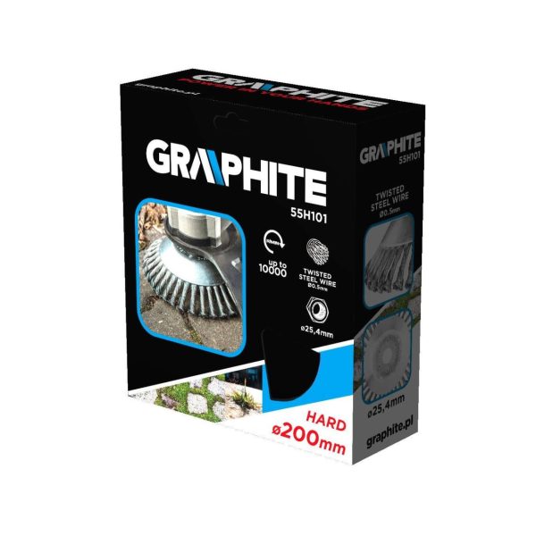 Perie sarma, tip cupa, cu toroane, pentru motocoasa/trimmer, otel, 200x25.4 mm, Graphite