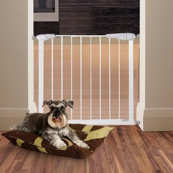 Poarta, grilaj, de siguranta, protectie copii, inchidere automata, metalica, alb, 76/85x76 cm, Springos