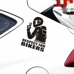 Sticker autoadeziv pentru vehicule Off Road, model "Respect For Bikers", dimensiune 17 x 12 cm, culoare Neagra