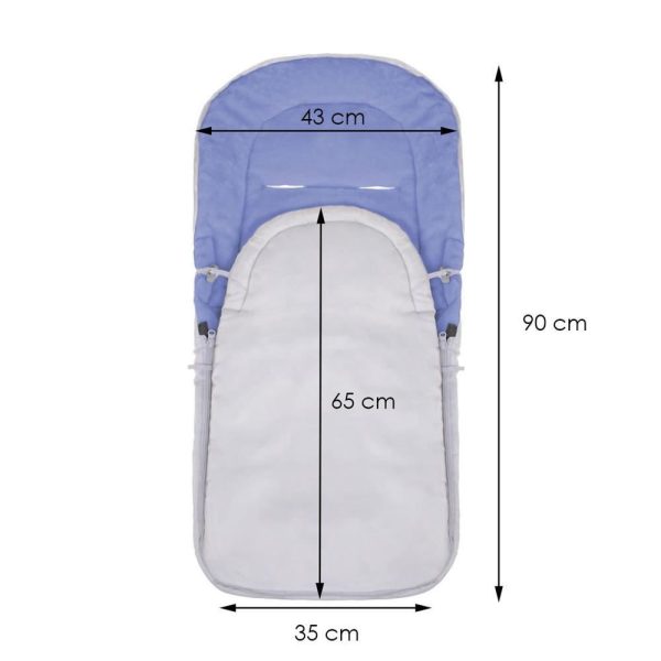 Sac de dormit pentru copii, bebelusi, cu husa, gri si albastru, 90x43/35 cm, Springos