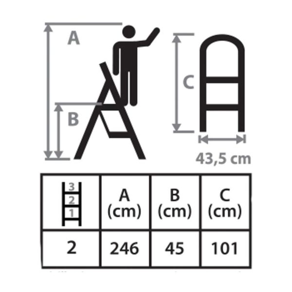 Scara otel, 2 trepte, max 150 kg, 0.45 m, Strend Pro